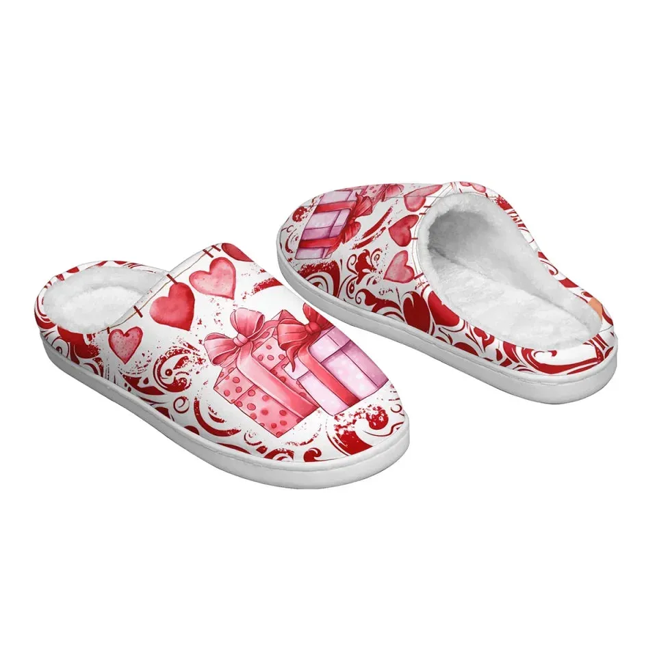 Unique Gift,Personalized Love Collection Indoor Slipper, Custom Warm Fur Slipper, Gift for Valentine's Day