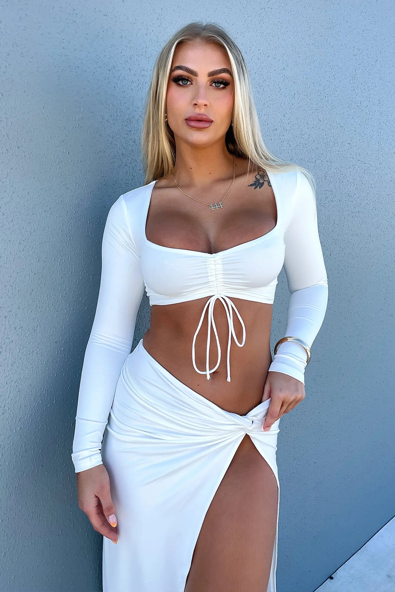 Victoria Long Sleeve Crop - White