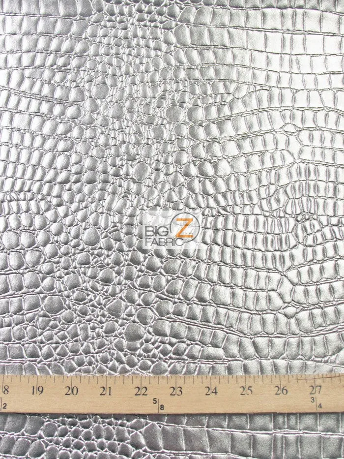 Vinyl Faux Fake Leather Pleather Embossed Shiny Alligator Fabric / Royal Blue / By The Roll - 30 Yards