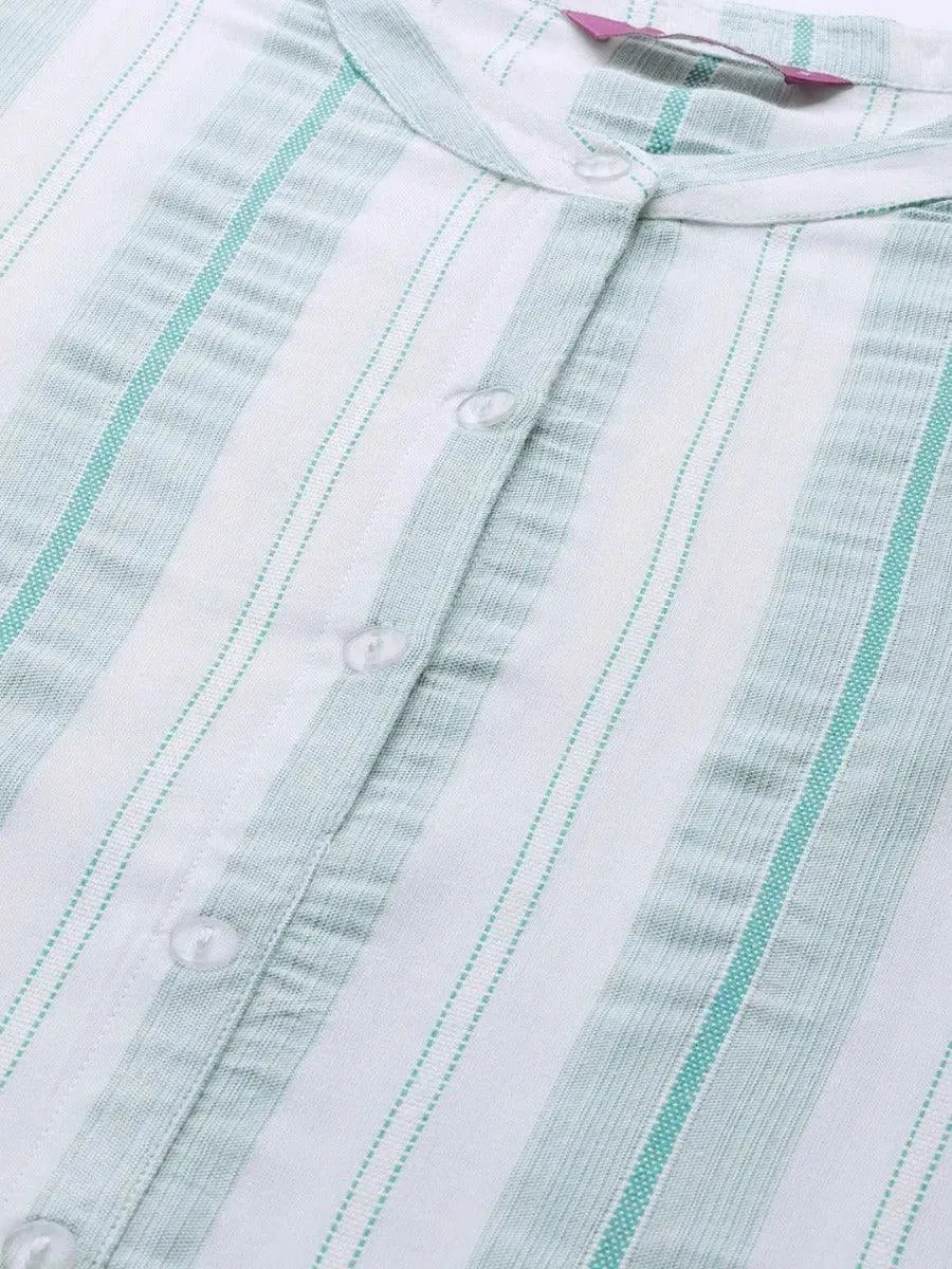 White Striped Rayon Kurta
