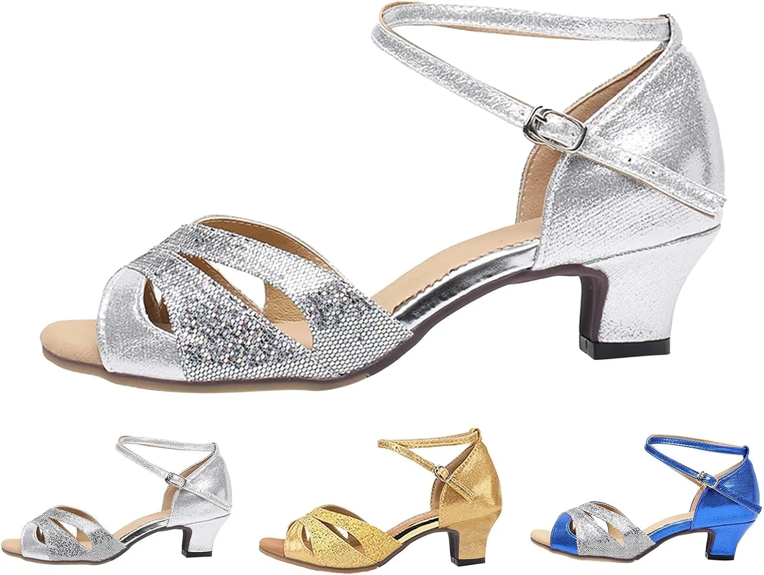 Women's Latin Dance Shoes Ballroom Practice Dance Heels Dressy Wedding Bride Sandals Prom Graduation Business Heels