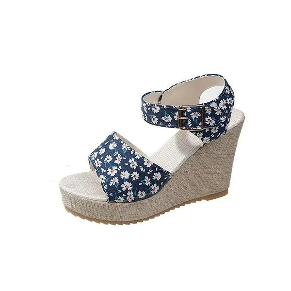 Women's Wedge Sandals with Soft Velvet-Like Finish 80325786C