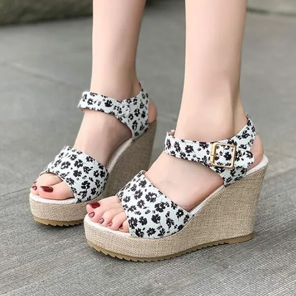 Women's Wedge Sandals with Soft Velvet-Like Finish 80325786C