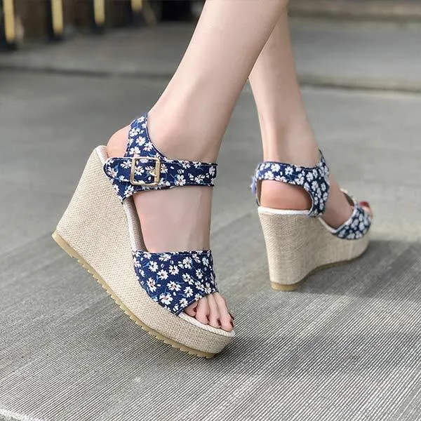 Women's Wedge Sandals with Soft Velvet-Like Finish 80325786C